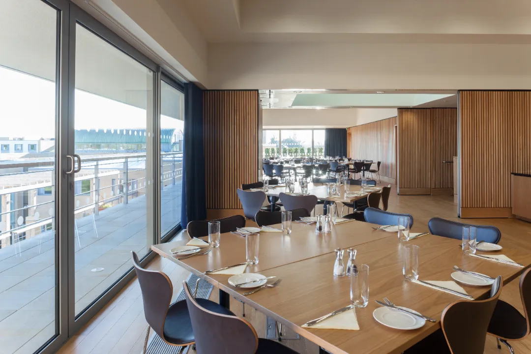 commercial sliding doors in corporate dining room