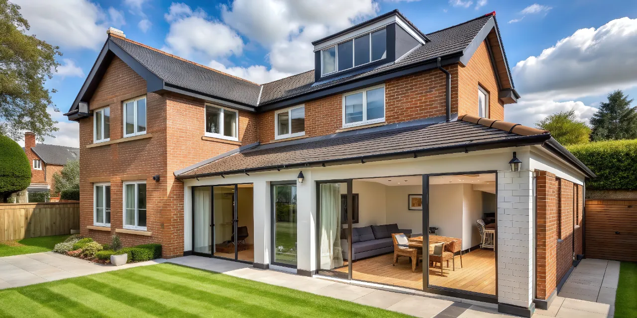brick style housing with aluminium sliding doors