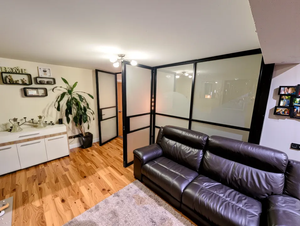 internal view of room with aluminium framed doors