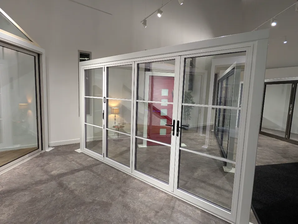aluminium white framed doors at clearview showroom
