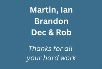 Thank you to our Brilliant Fabrication Team