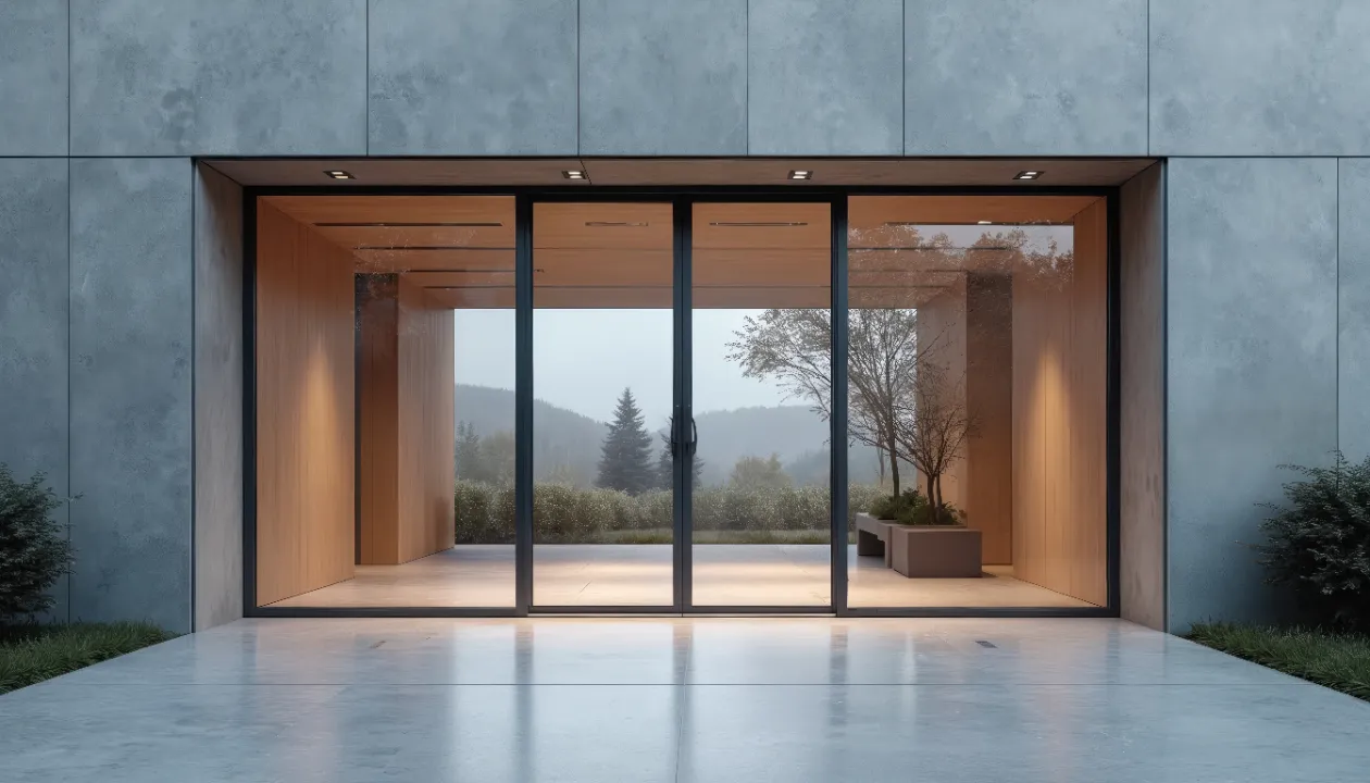 glass framed aluminium doors