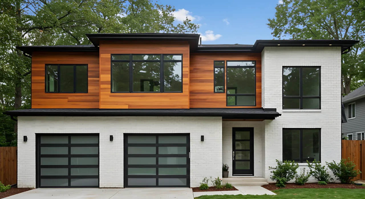 house with aluminium framed doors and windows